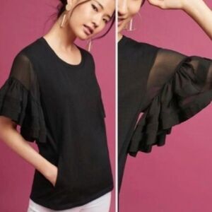 Anthropologie Black Short Sleeve Tee